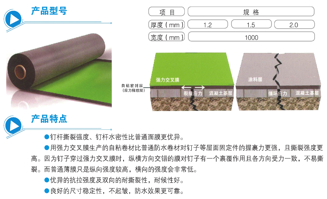快速反应粘强力交叉膜自粘防水卷材(图1)
