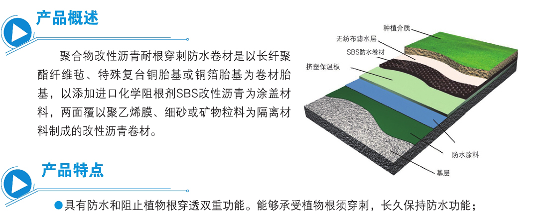 聚合物改性沥青耐根穿刺高分子防水卷材(图1)